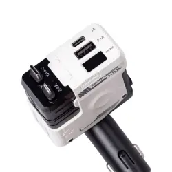 Автомобільний зарядний пристрій MECHA з висувними кабелями та портами USB/Type-C Білий HP-A1W