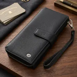 Гаманець клатч унісекс з натуральної шкіри для карток та купюр ST Leather 19432 Чорний