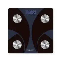 Смарт весы электронные Sokany 26х26 см до 180 кг с Bluetooth Черный SK-19029B