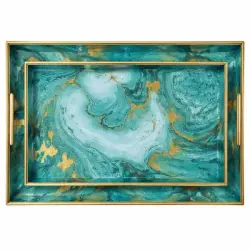 Набір підносів декоративних Turquoise 2 штуки 40х30х4 см з ручками HP-HK-B9