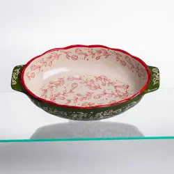 Форма для запікання Vintage 700 мл овальна з ручками Зелена HM05-01