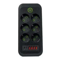 Мережевий фільтр-подовжувач 6 розеток 4 USB-A + 2USB Type-C 5м HP-5-54
