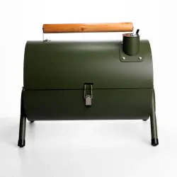 Угольный гриль двусторонний портативный с решеткой 38x25x35 см зеленый BQ-2