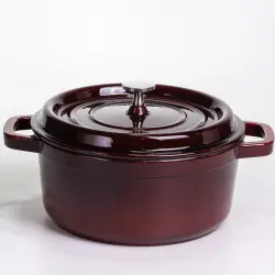 Кокотниця чавунна емальована 4 л, бургунді Yiwu HP-FLG-10 burgundy