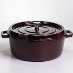 Кокотниця чавунна емальована 7,5 л, бургунді Yiwu HP-FLG-14 burgundy