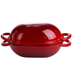 Форма-жаровня для хліба чавунна емальована 1,4 л, червоний Yiwu HP-FLG-23 RED