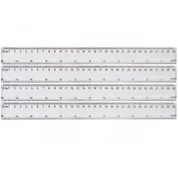 Лінійка 30 см пластик, Прозора (10 шт в наборі)