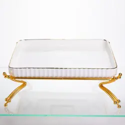 Блюдо сервірувальне на металевій підставці 25,4*25,4*9,5 см, золото Yiwu LB-1562G