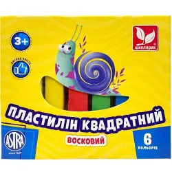 Пластилін квадратний восковий 6 кольорів